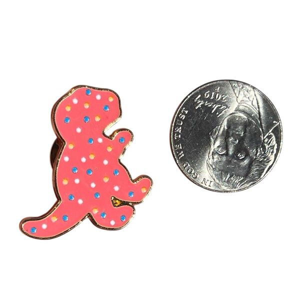 Dinosaur T Rex Pink Froster Animal Cookie Enamel Pin - Picture 3 of 7